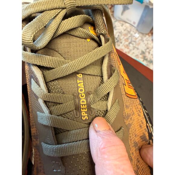 Hoka One One Speedgoat 5 Trail Running Shoes Brown Orange Camo Mens 10.5D main image 9